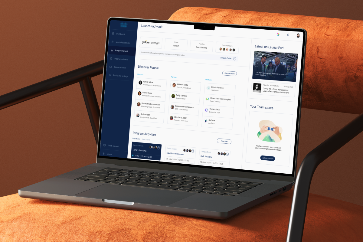 Cisco Launchpad — startup mentorship platform showing program network and cohort dashboard