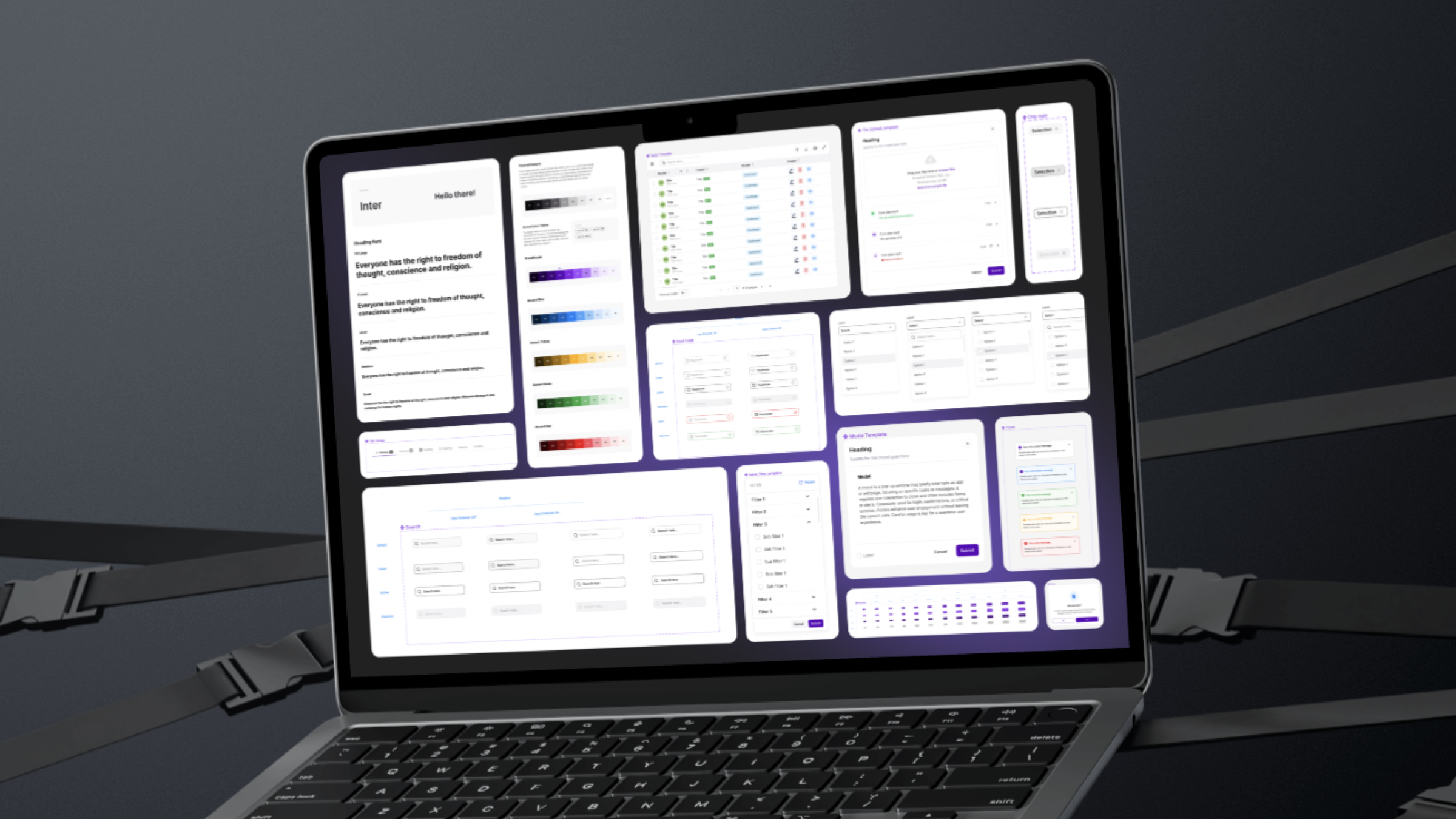 Cense SaaS Design System — component library and token architecture displayed on a laptop