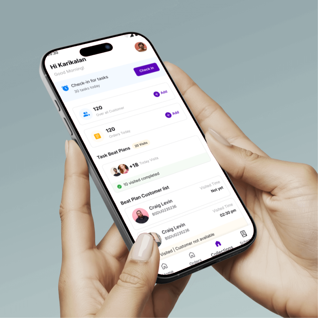 Cense mobile application — sales representative dashboard on a smartphone