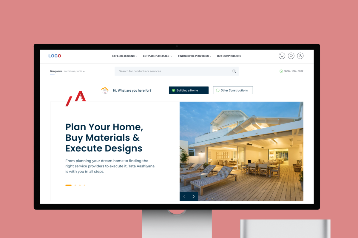TATA STEEL Aashiyana homepage — plan your home, buy materials and execute designs