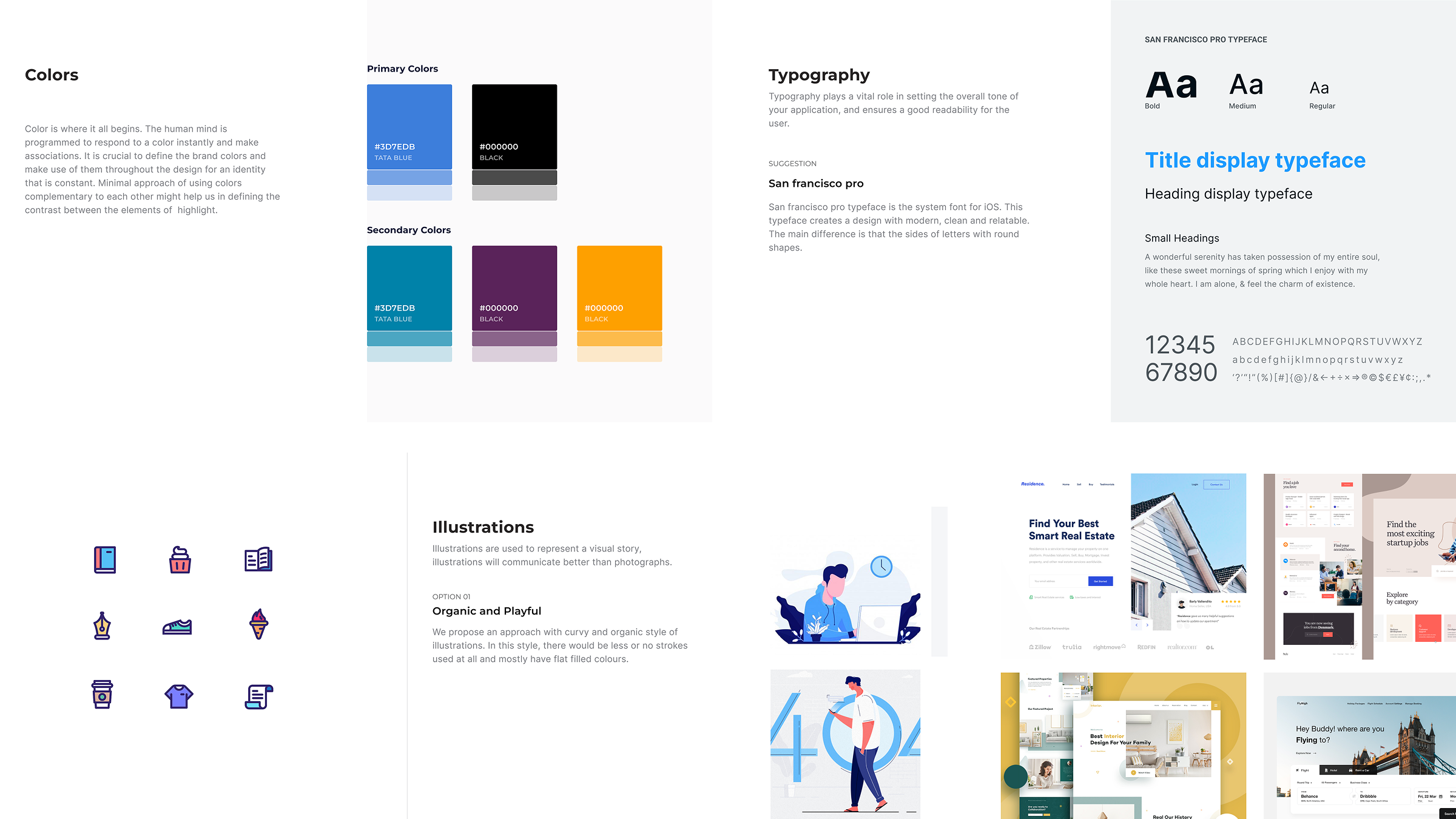 TATA STEEL Aashiyana mood board — colour palette, typography, illustration style, and UI references